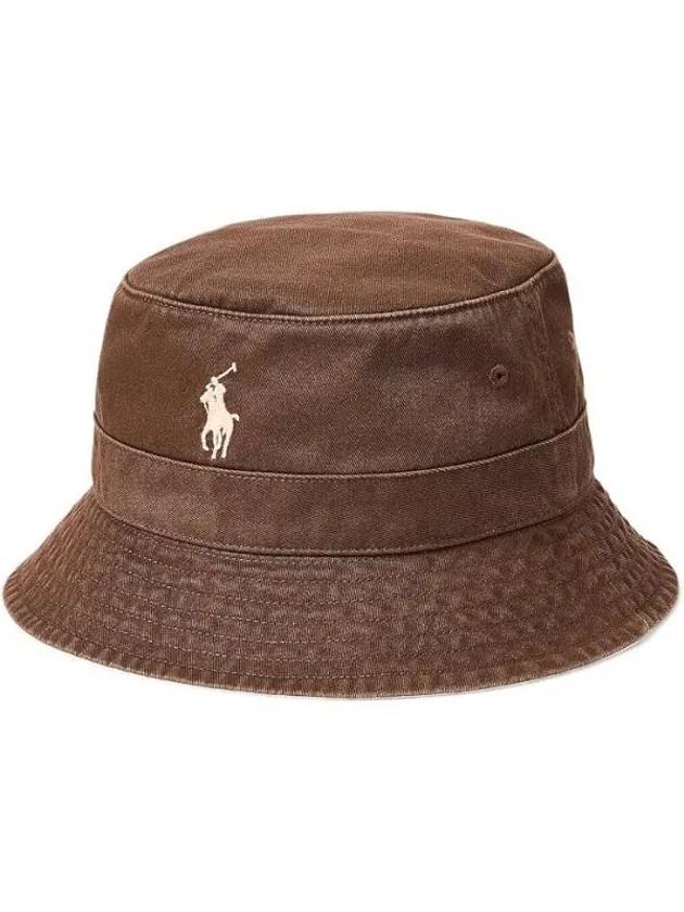 Embroidered Pony Bucket Hat Brown - POLO RALPH LAUREN - BALAAN 2