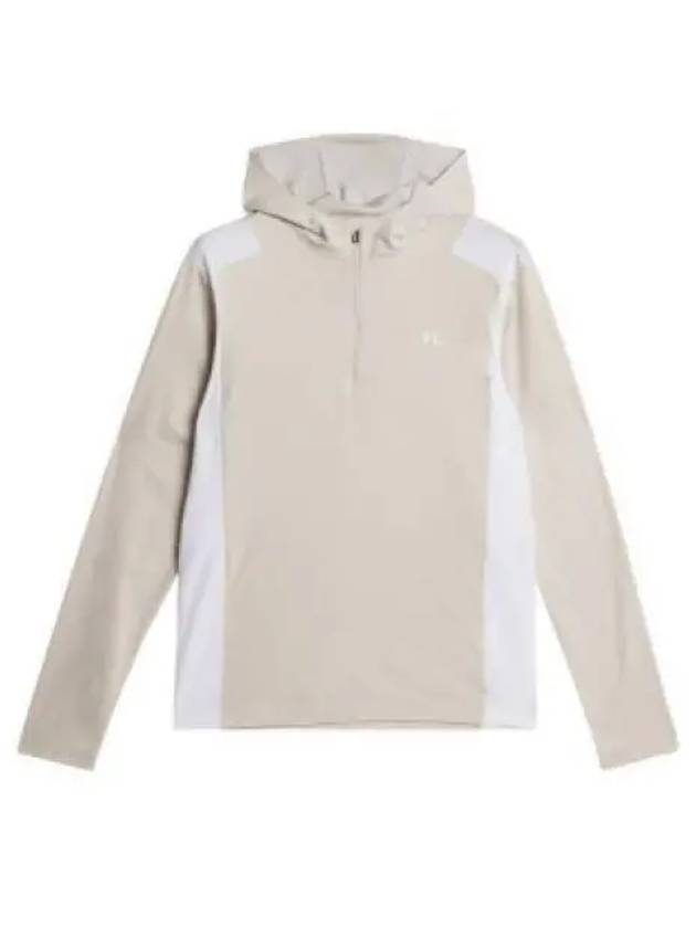 Lucas Quarter Zip Hooded Long Sleeve T-Shirt Moonbeam - J.LINDEBERG - BALAAN 2