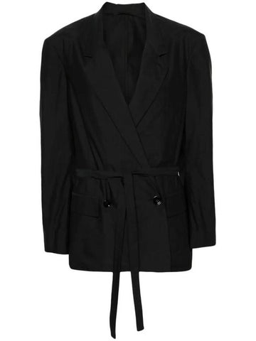 Belted Washed Cotton Silk Jacket Black - LEMAIRE - BALAAN 1