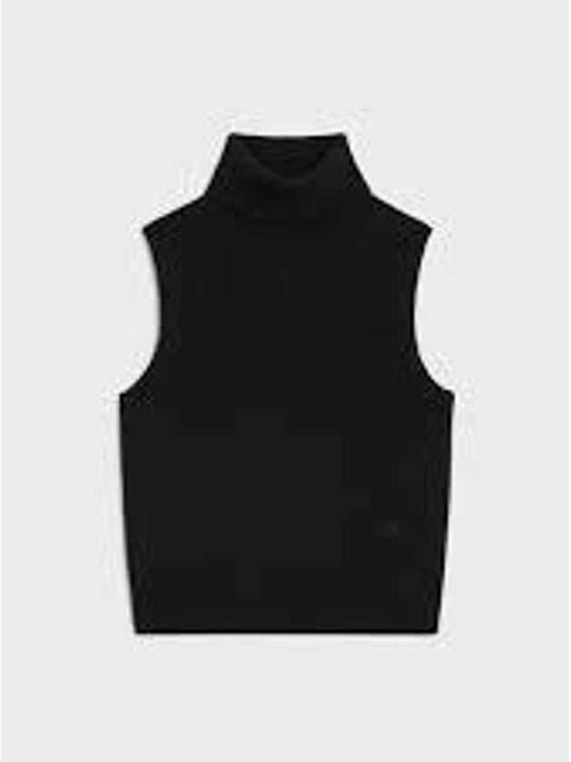 Triomphe Embroidered Turtleneck Scottish Cashmere Sleeveless Black - CELINE - BALAAN 2