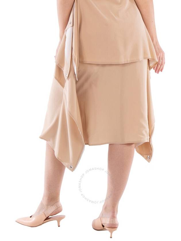 Women's Side Drape Panel Silk H-Line Skirt Beige - BURBERRY - BALAAN 4