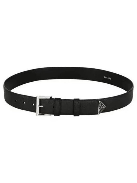 Saffiano Leather Belt Black - PRADA - BALAAN 2