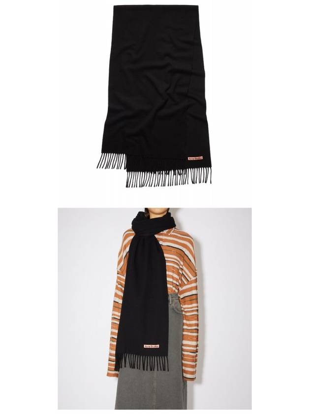 Wool Fringe Scarf Black - ACNE STUDIOS - BALAAN 5