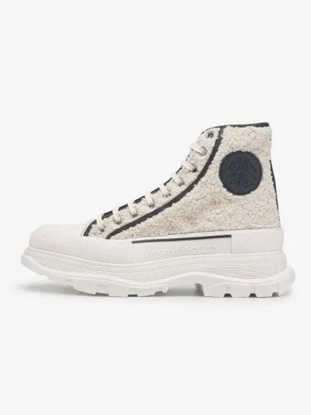 Shearling Tread Slick High Top Sneakers Natural - ALEXANDER MCQUEEN - BALAAN 1