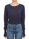 Bea ORB Embroidered Logo Crop Cardigan Dark Blue - VIVIENNE WESTWOOD - BALAAN 4