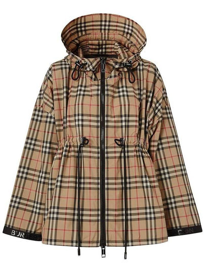 Women's Back-tone Check Zip-up Hooded Jacket Beige - BURBERRY - BALAAN 2