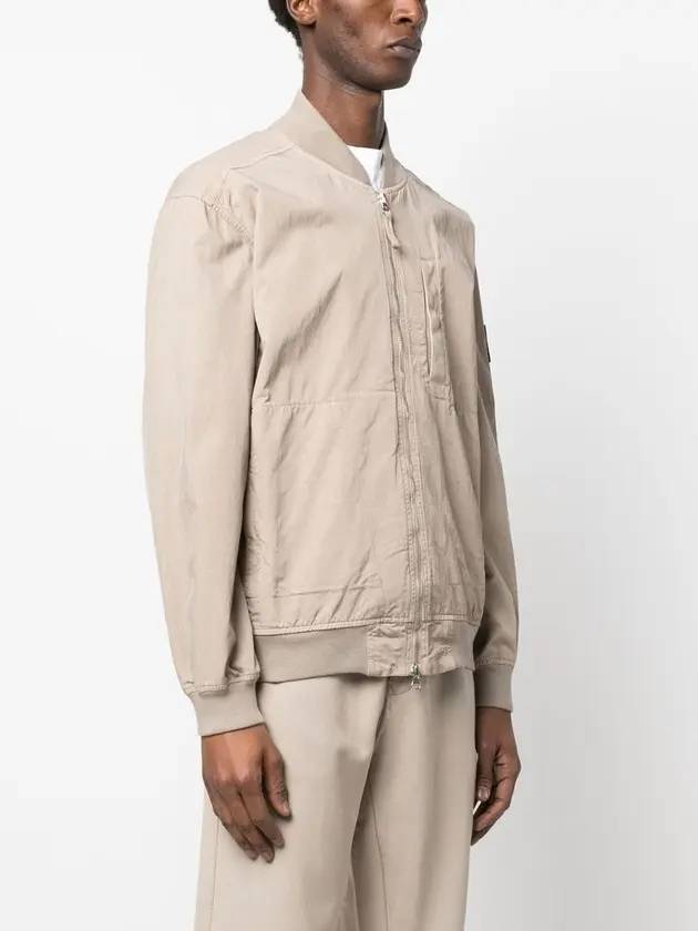 Men's Cupro Cotton Twill TC Bomber Jacket Beige - STONE ISLAND - BALAAN 4