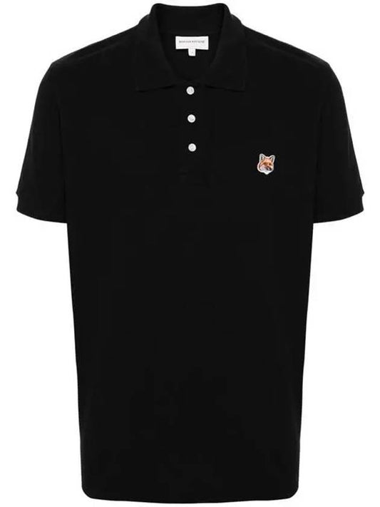 Foxhead Collar Short Sleeve T Shirt Black - MAISON KITSUNE - BALAAN 1