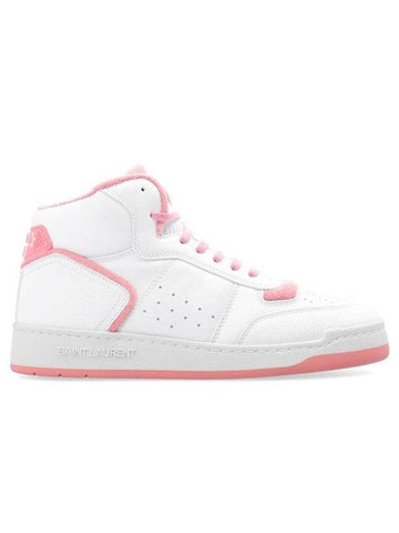 SL 80 High Top Sneakers White Pink - SAINT LAURENT - BALAAN 1