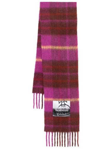 Tartan Check Alpaca Wool Muffler Purple - VIVIENNE WESTWOOD - BALAAN 1