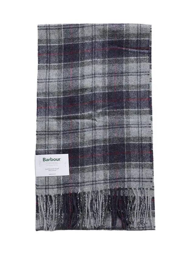 Tartan Check Fringe Wool Muffler Grey - BARBOUR - BALAAN 2