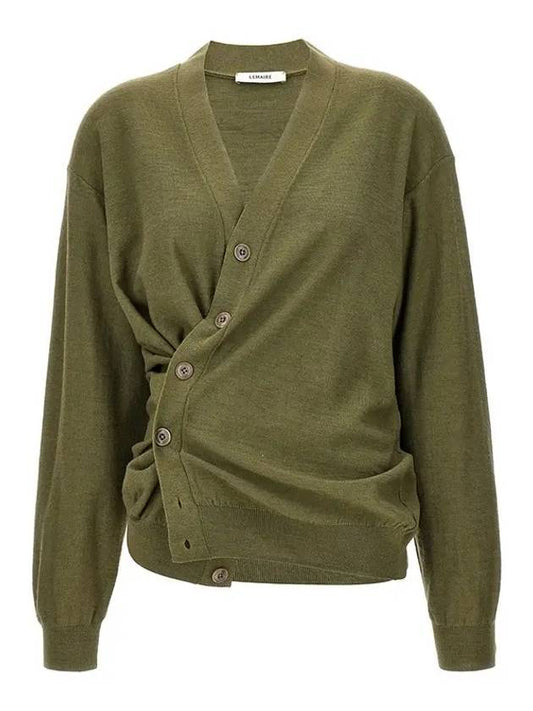 Relaxed Twisted Merino Wool Blend Cardigan Light Olive - LEMAIRE - BALAAN 2