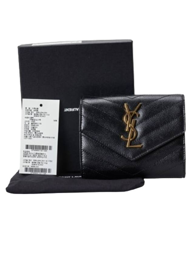 Matelasse Monogram Quilting Flap Half Wallet Black - SAINT LAURENT - BALAAN 9