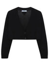 Cropped Wool Cashmere Cardigan Black - PRADA - BALAAN 2