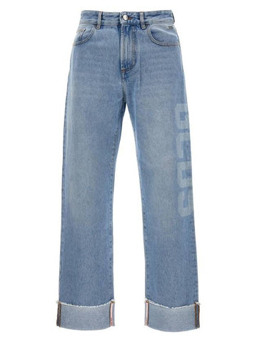 Relaxed Laser Denim Jeans Light Blue - GCDS - BALAAN 1