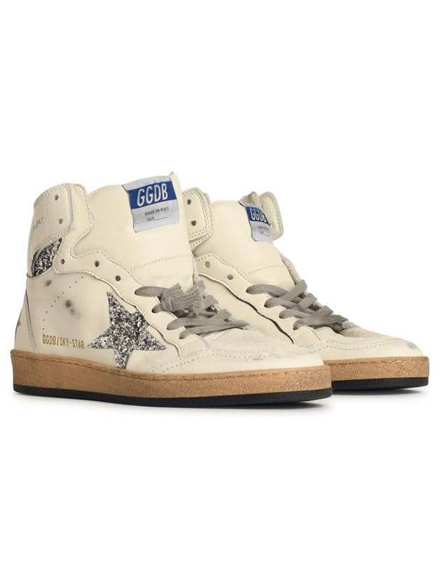 Sky Star Glitter Logo High Top Sneakers White - GOLDEN GOOSE - BALAAN 3