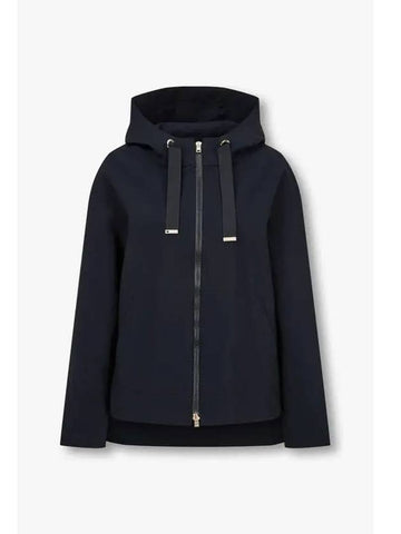 Women s Stretch Hooded Zip Up Jacket Dark Navy - HERNO - BALAAN 1