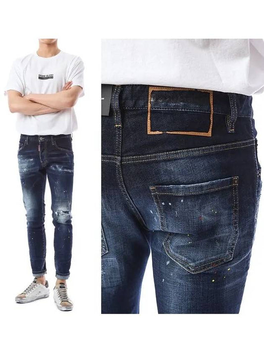 Dark Wash Skater Skinny Jeans Blue - DSQUARED2 - BALAAN 2