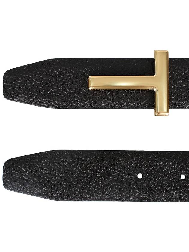 T Logo Reversible Leather Belt Black Brown - TOM FORD - BALAAN 4