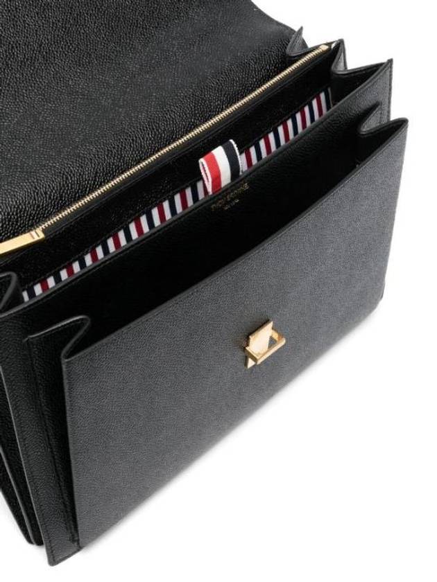 Pebble Grain Leather Tote Bag Black - THOM BROWNE - BALAAN 5