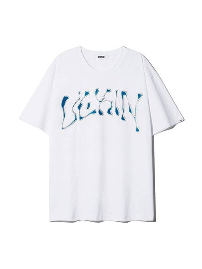 Solid Water Drop Typography Short Sleeve T-Shirt White - ULKIN - BALAAN 2