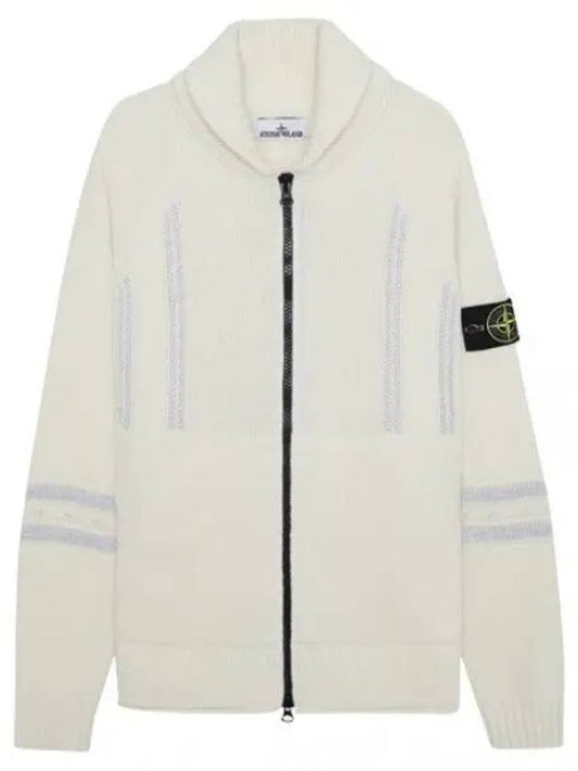 Wool knit zip up men s cardigan - STONE ISLAND - BALAAN 1