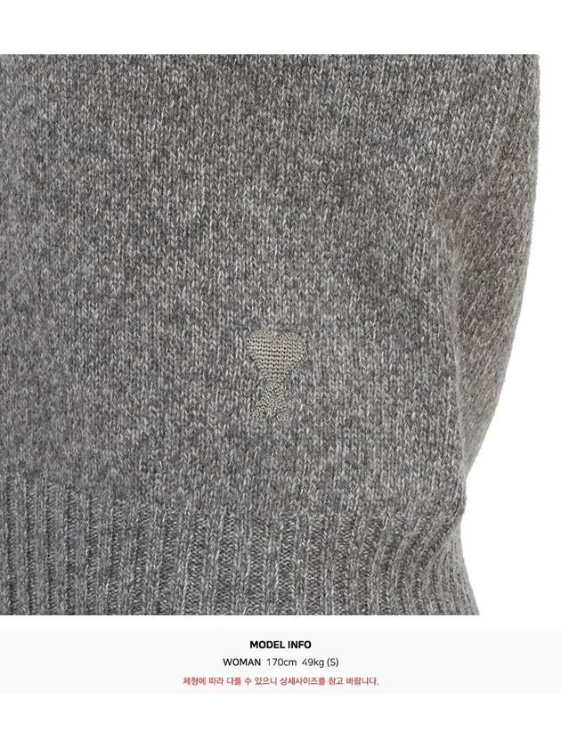 Heart Logo Cashmere Knit Top Grey - AMI - BALAAN 7