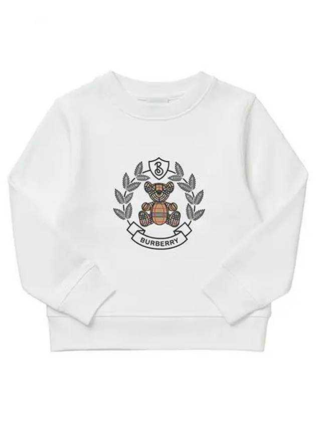 Kids Crest Bear Print Sweatshirt White - BURBERRY - BALAAN 2