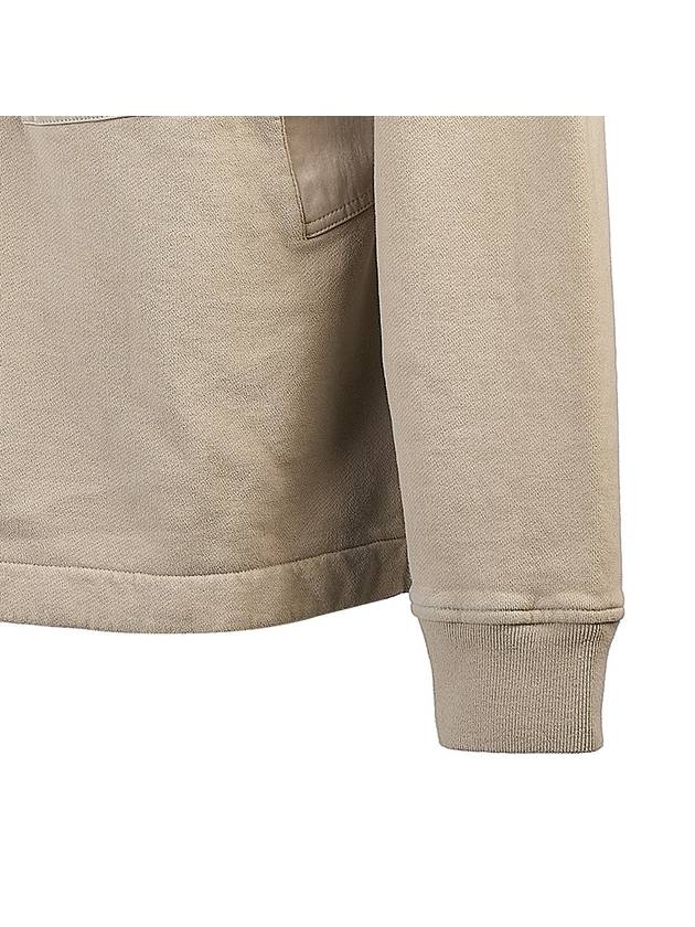 Garment Dyed One-Pocket Cotton Zip Up Hoodie Pale Taupe - TEN C - BALAAN 7