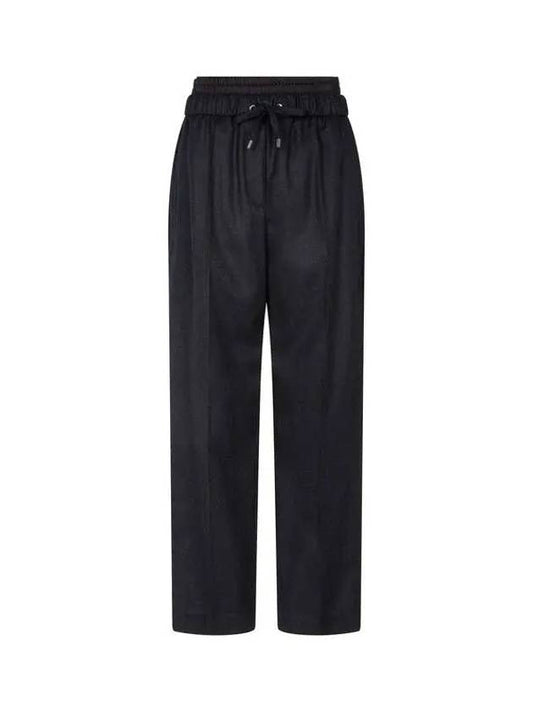 Women s layered banding drawstring pants charcoal gray 271855 - BRUNELLO CUCINELLI - BALAAN 1