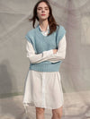 Women’s Candy V-neck Wool Knit Vest Sky Blue - SORRY TOO MUCH LOVE - BALAAN 2