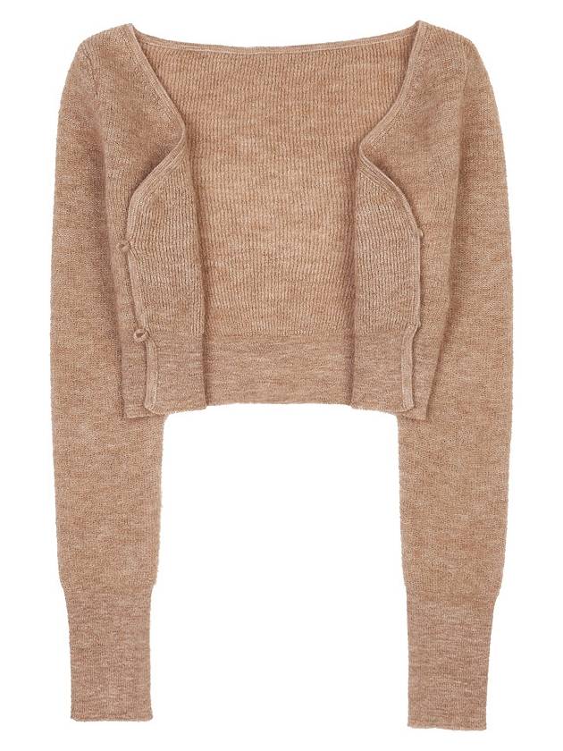 Le Alzou Cropped Mohair Cardigan Light Brown - JACQUEMUS - BALAAN 9