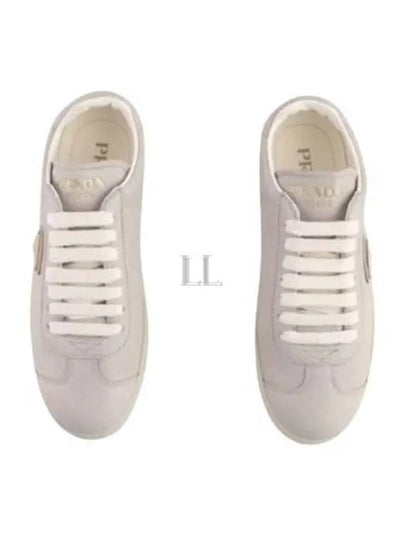 Leather Low Top Sneakers Pumice Stone - PRADA - BALAAN 2