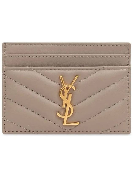 Cassandre Matelasse Lambskin Card Wallet Dusty Grey - SAINT LAURENT - BALAAN 2