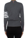 Milano Stitch 4 Bar Classic V Neck Fine Merino Wool Cardigan Medium Grey - THOM BROWNE - BALAAN 6