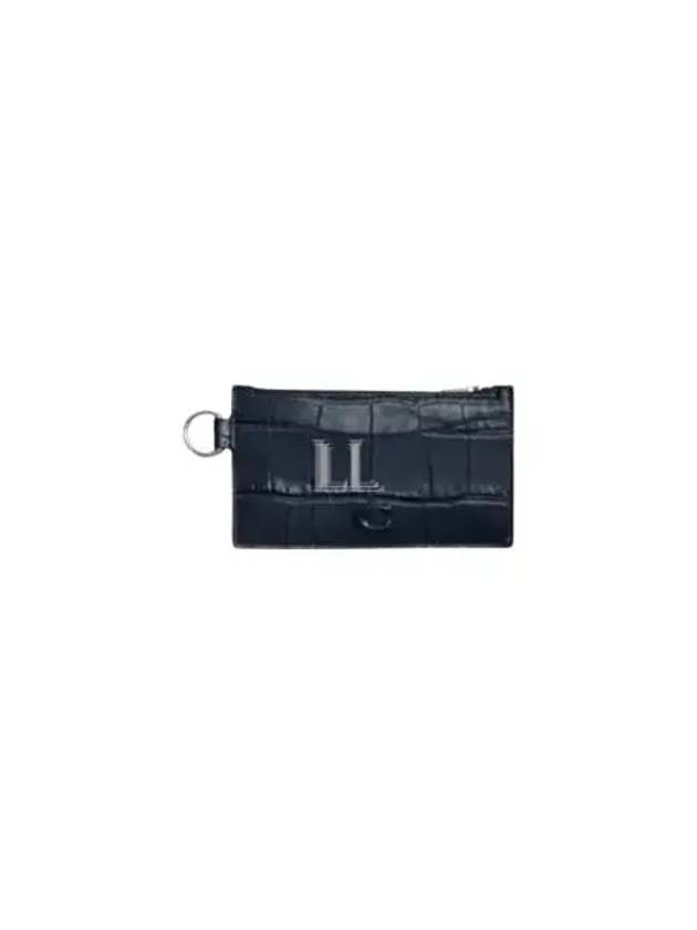 Embossed Leather Zip Card Wallet Navy - COACH - BALAAN 2