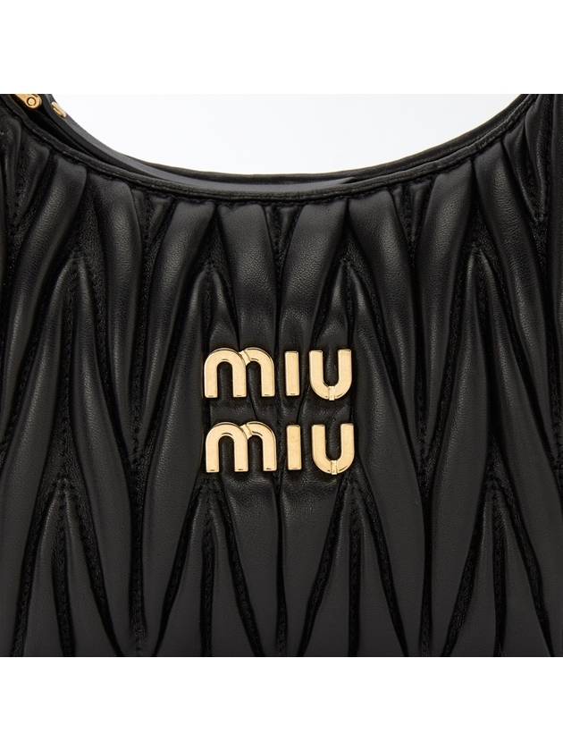 Wander Matelasse Nappa Leather Mini Hobo Tote Bag Black - MIU MIU - BALAAN 9