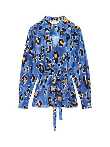 flower print wrap blouse blue - MARNI - BALAAN 1