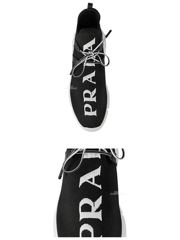 Men's Logo Knit Low Top Sneakers Black - PRADA - BALAAN 8