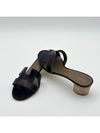 Oasis Calfskin Slipper Heels Noir Piqures Ecrues - HERMES - BALAAN 5