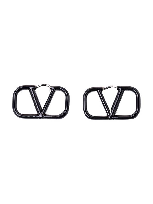 V Logo Signature Earrings Black - VALENTINO - BALAAN 10