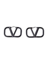 V Logo Signature Earrings Black - VALENTINO - BALAAN 10