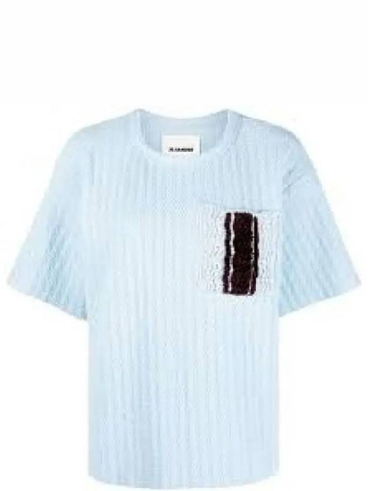 Women's Crew Neck Cotton Short Sleeve T-Shirt Blue - JIL SANDER - BALAAN 2