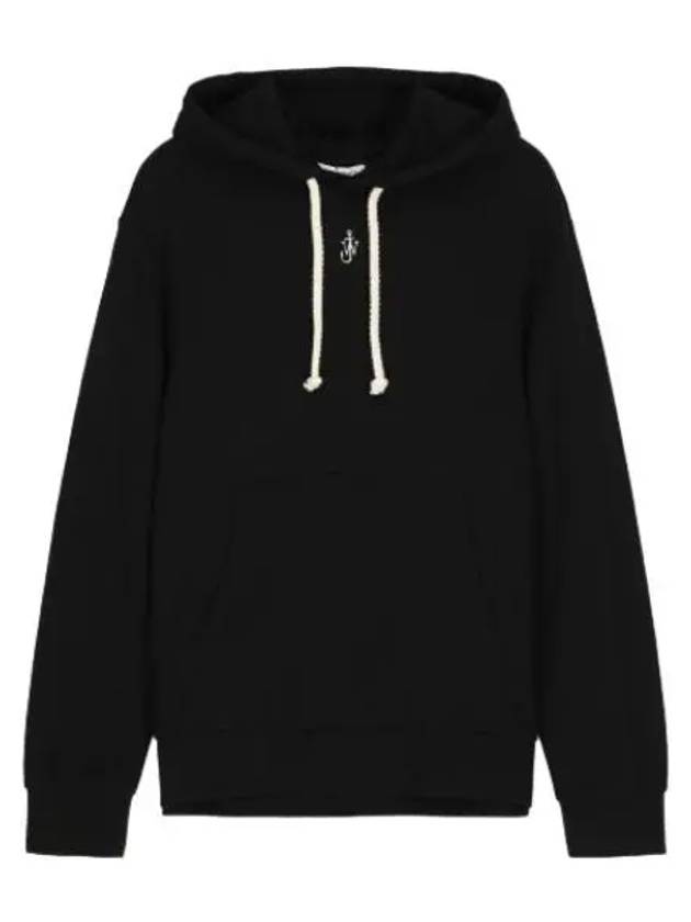 Anchor logo embroidered hooded black t shirt hoodie - JW ANDERSON - BALAAN 1