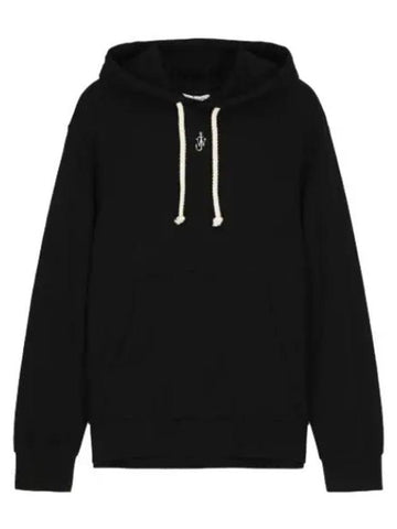 Anchor logo embroidered hooded black t shirt hoodie - JW ANDERSON - BALAAN 1