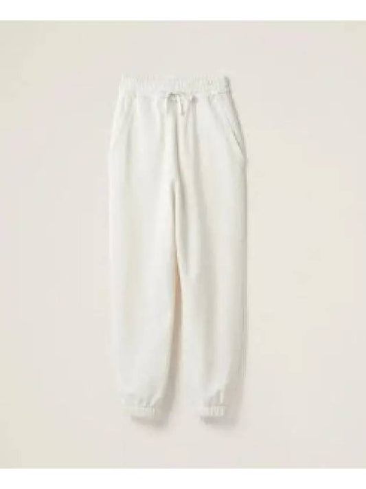 Embroidered Logo Drawstring Cotton Track Pants White - MIU MIU - BALAAN 2