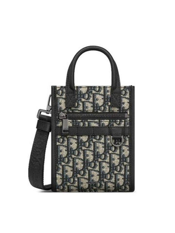 Safari North South Oblique Jacquard Tote Bag Beige Black - DIOR - BALAAN 1