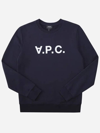 Men's VPC Logo Print Crew Neck Sweatshirt Navy - A.P.C. - BALAAN 2