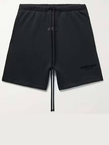 Fear of God Essential Leg Logo Flock Cotton Blend Shorts Pants - FEAR OF GOD ESSENTIALS - BALAAN 1