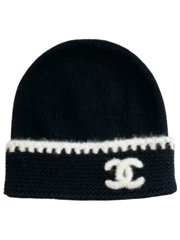 Cashmere Beanie Black White - CHANEL - BALAAN 1